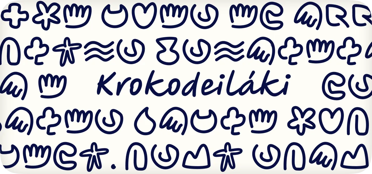 Krokodeilaki — a doodle font of friendly creatures